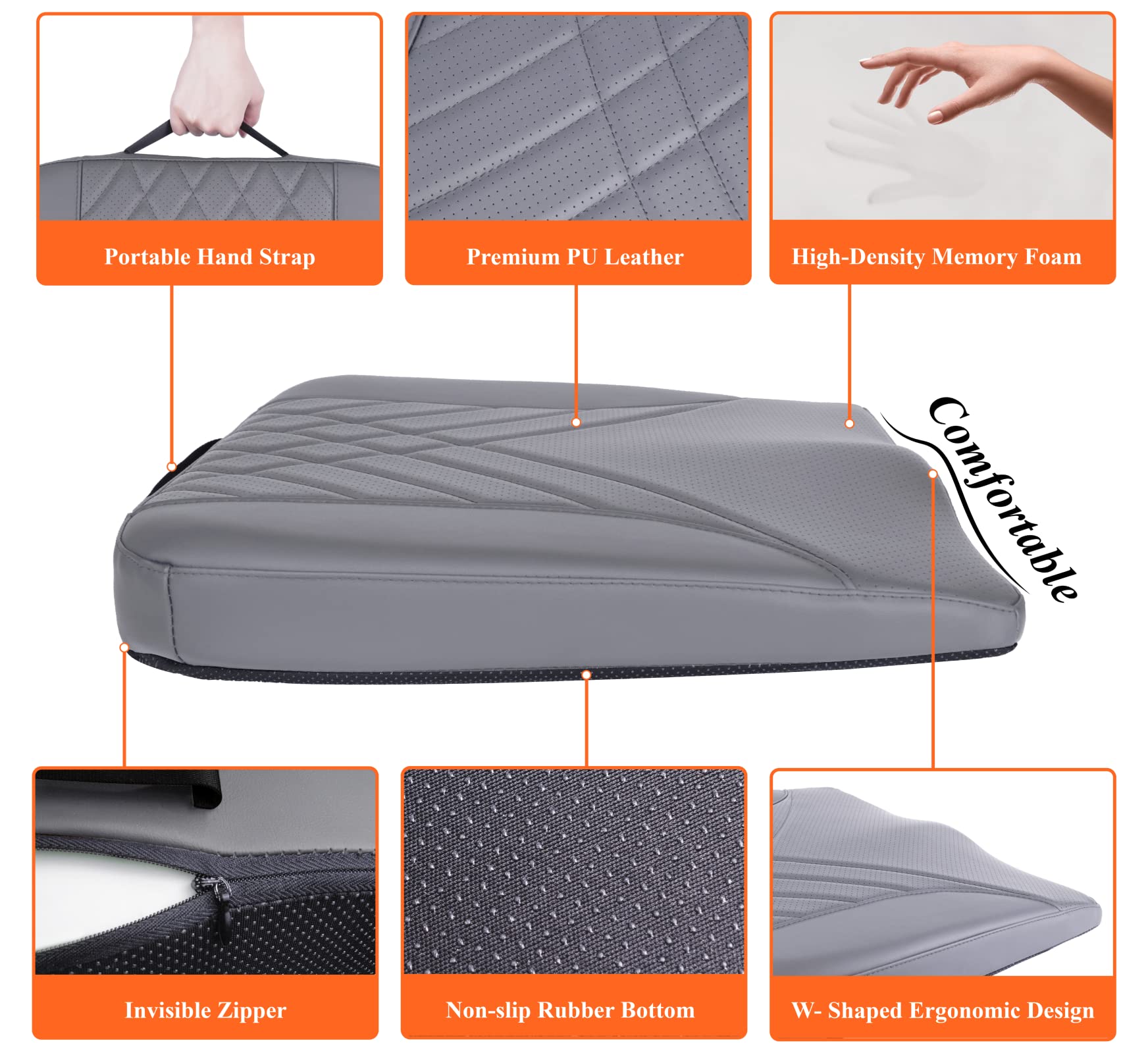 Kingphenix non-slip bottom keeps cushion secure during driving.