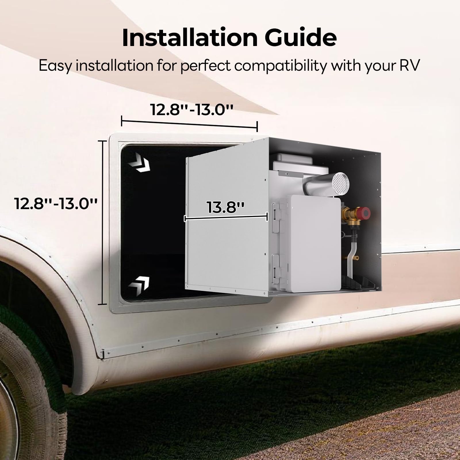  KINGRVER compact design fits standard RV water heater openings, simplifying installation.