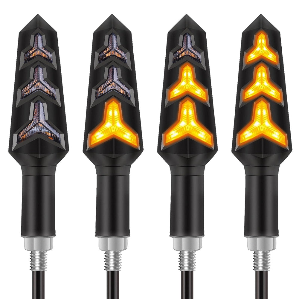 Kinstecks flowing LED Y-shape turn signal front view enhances visibility