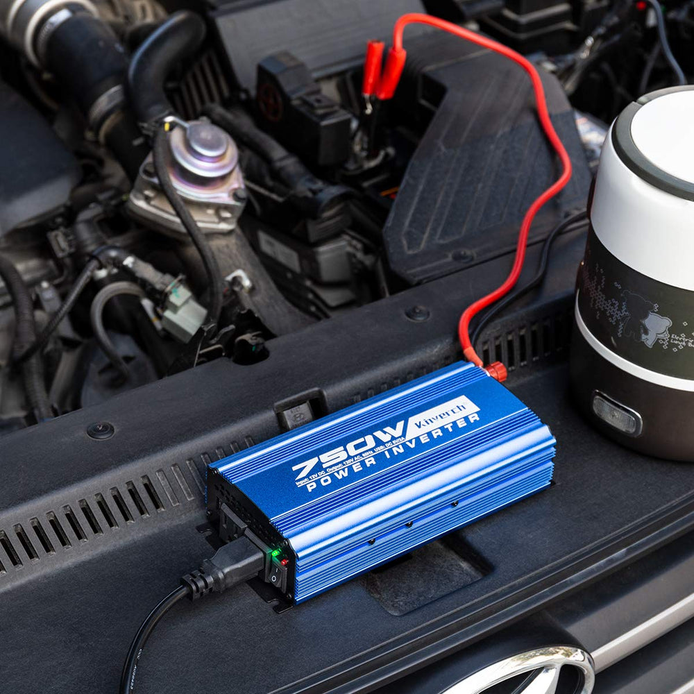 Kinverch inverter powers small devices like fans during camping