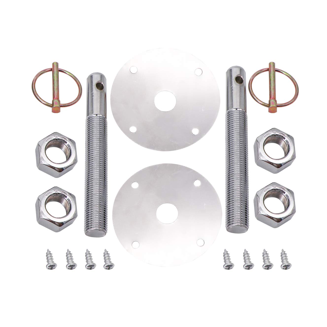 KIPA hood pin set chrome 1-2 inch pins for secure hood latching during track use.