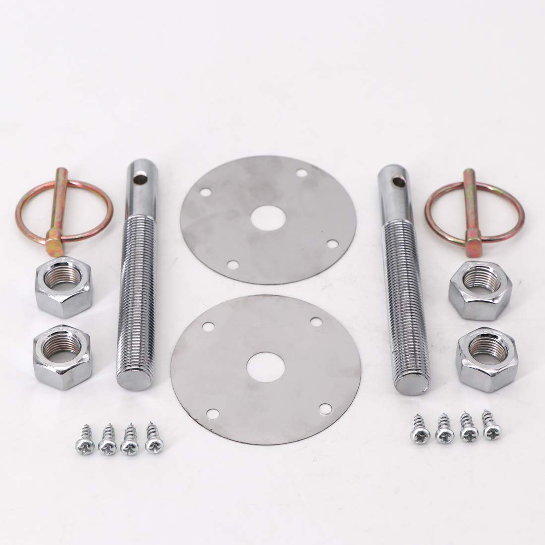 KIPA chrome flip-over ring pins ready for rapid, secure hood closure.
