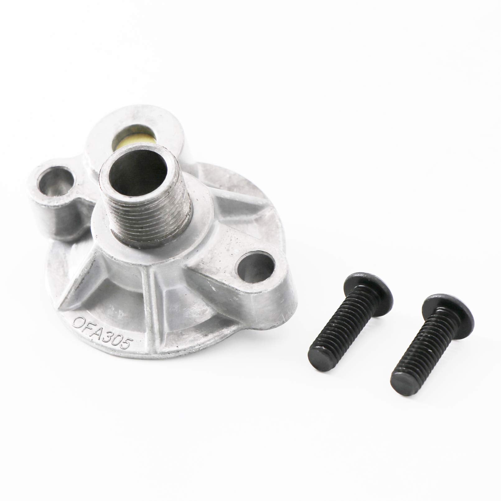 KIPA adapter in engine bay ready for spin-on filter bolt-on installation.