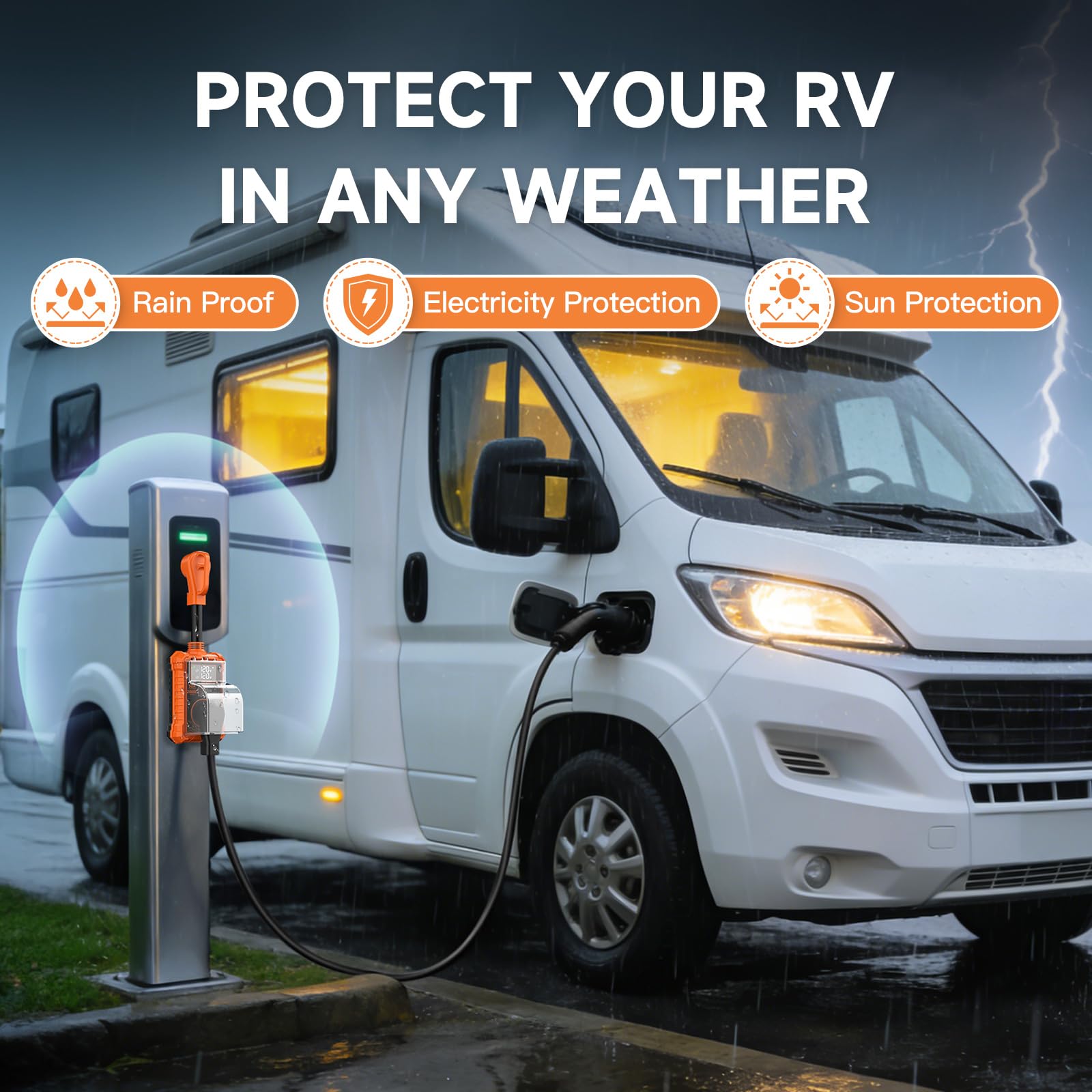 KIRFEIHT 50A RV plug with ergonomic grip for easy hookup.
