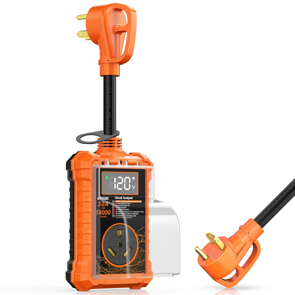 KIRFEIHT RV Surge Protector 30A with 18,000J protection for campgrounds.