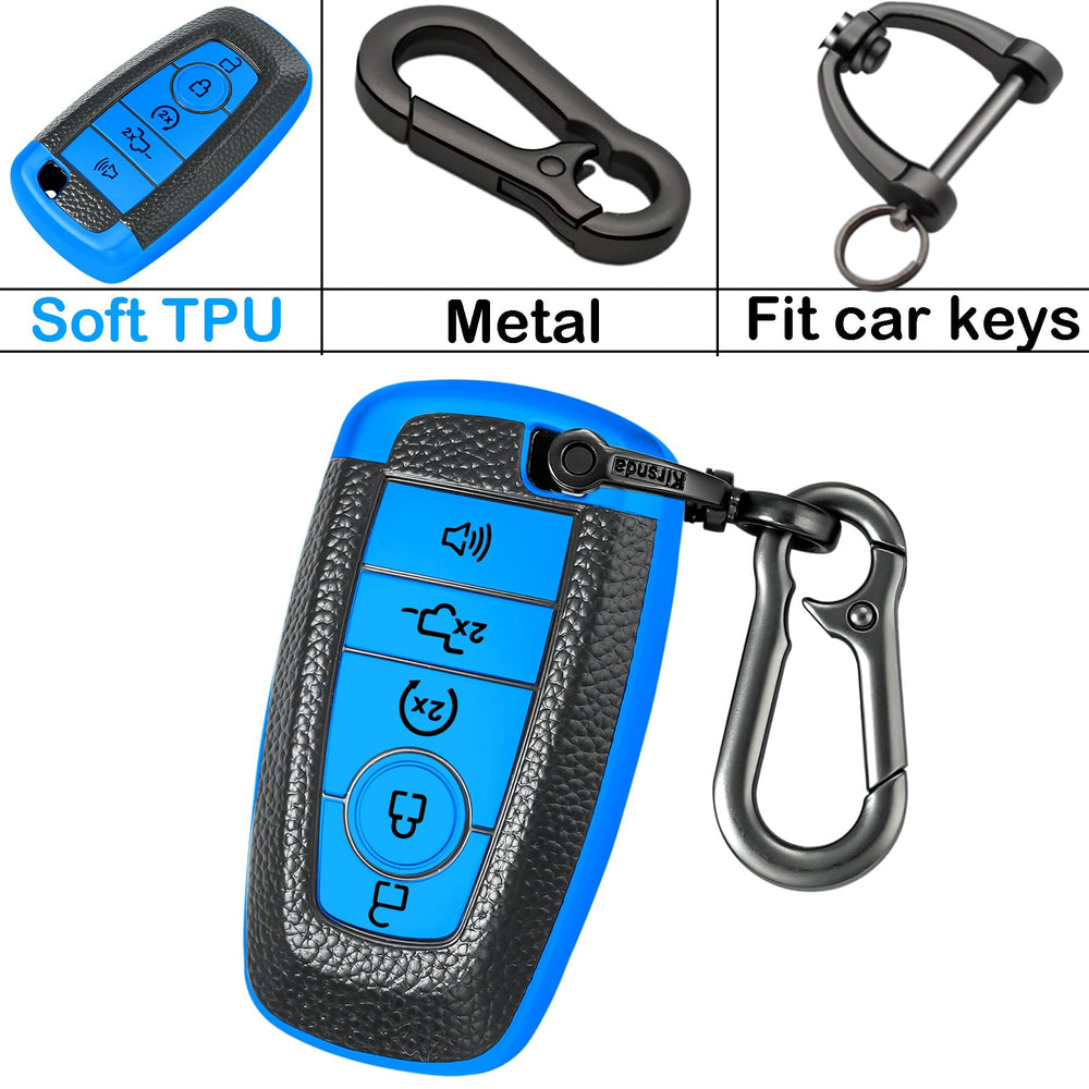 Kirsnda blue texture Ford key protective shell reduces drops.