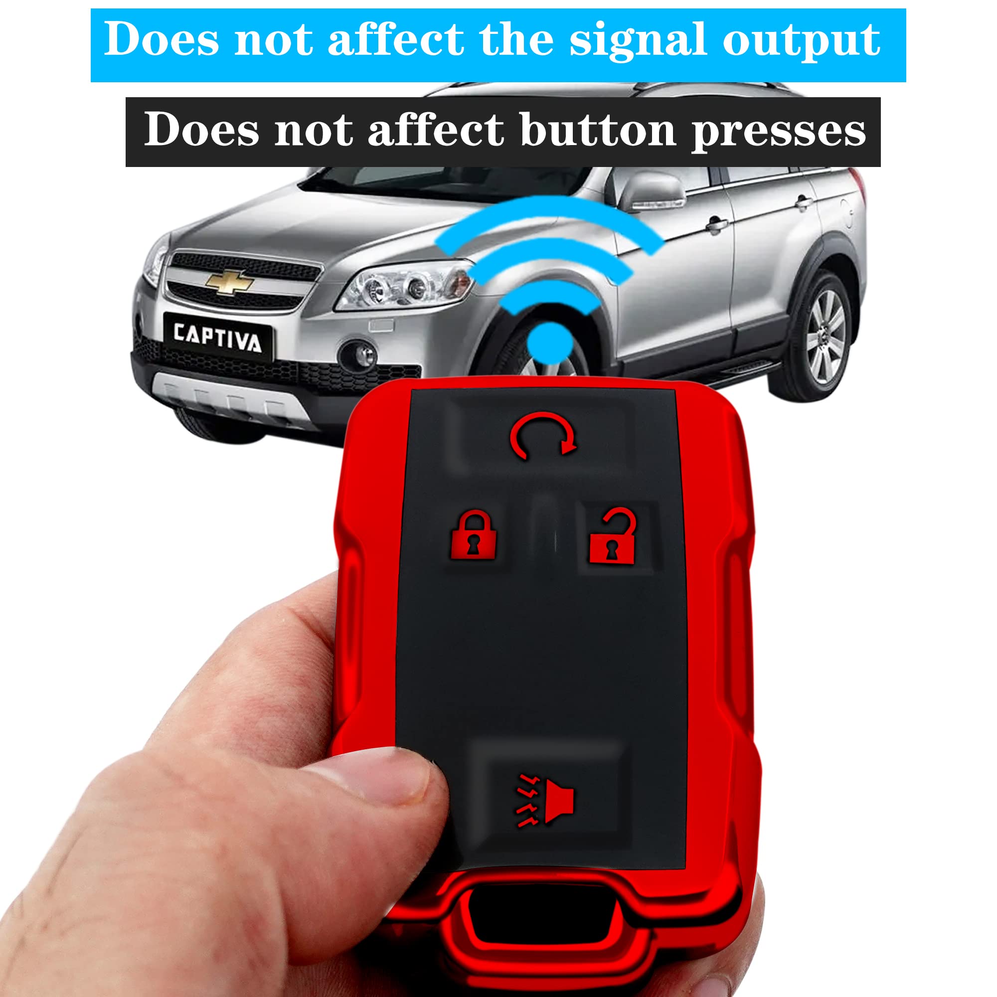 Canyon/Sierra remote key fob red shell illustrating precise button opening.