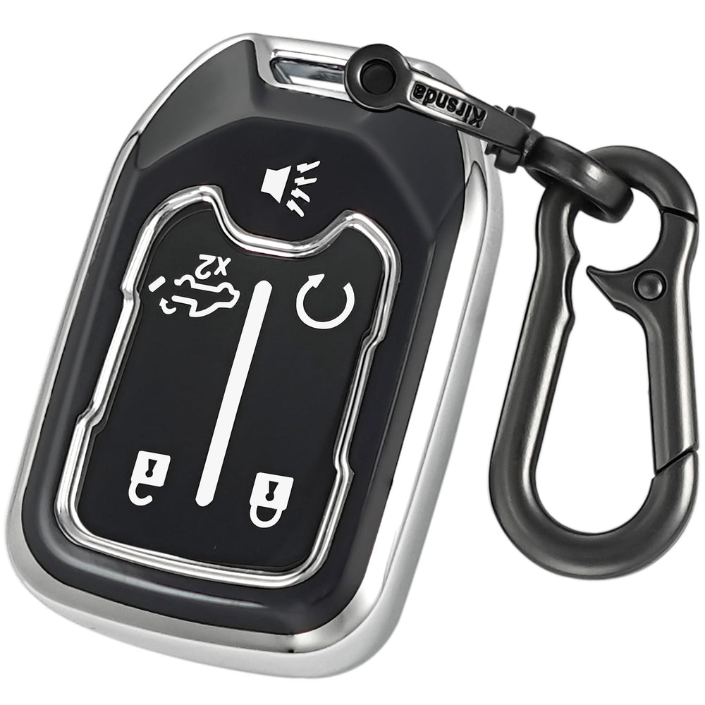 Kirsnda Chevrolet key fob cover in silver with 5-button design protects your fob