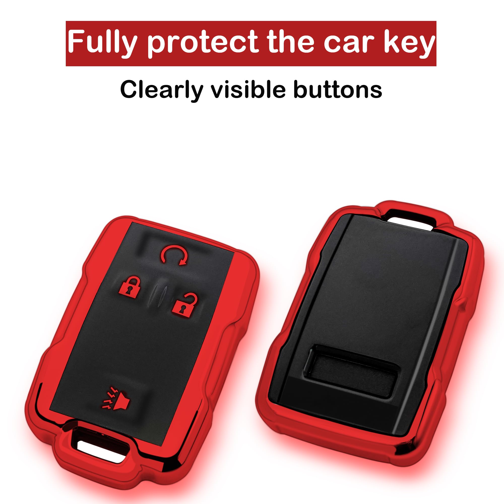 Colorado/Silverado key fob covered in red TPU for durable protection.