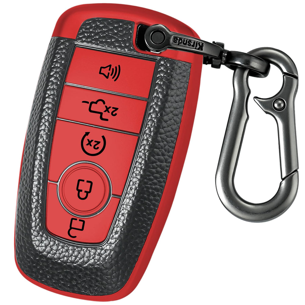 Kirsnda Edge Ford key fob cover in red texture close-up highlights durable TPU.