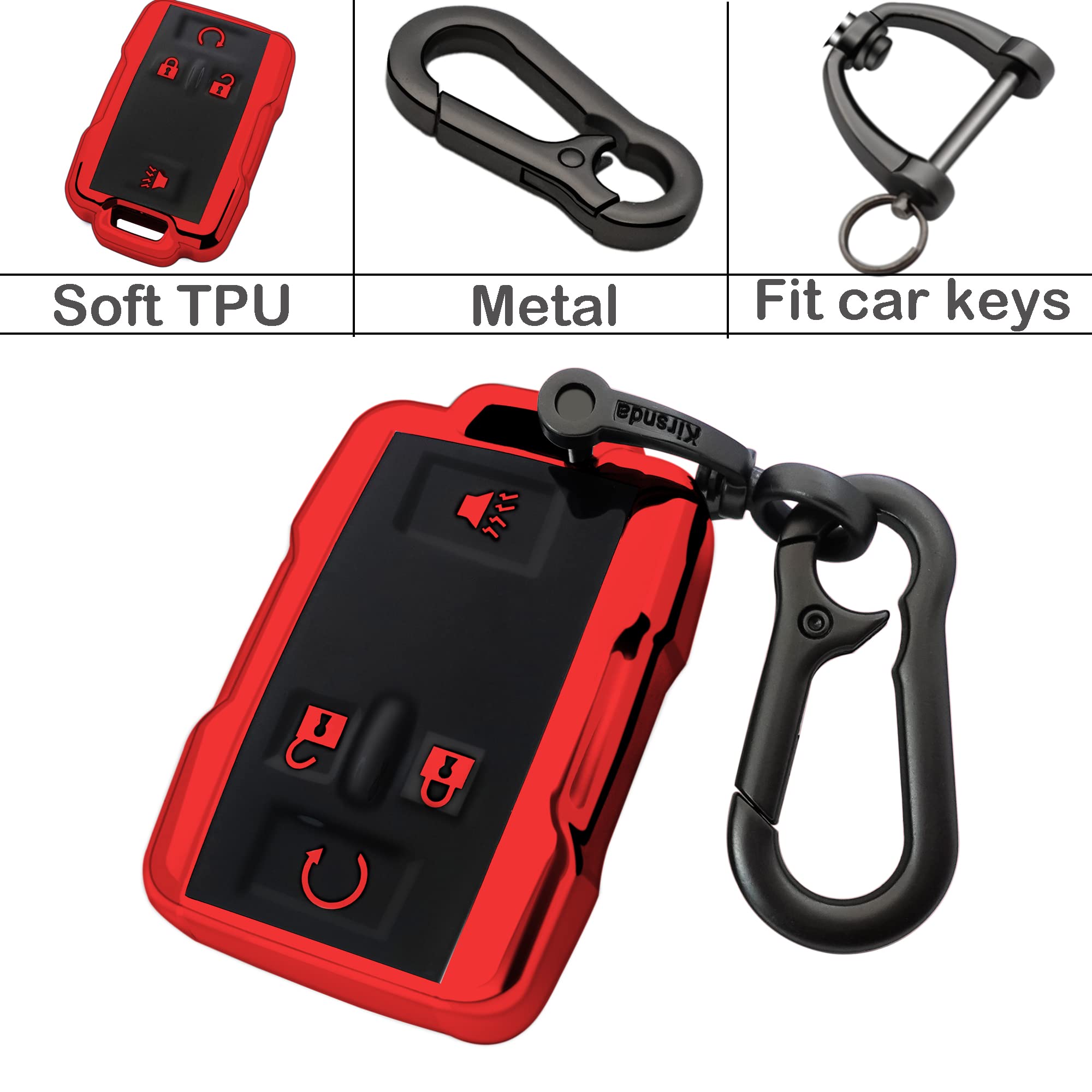Close-up of soft TPU texture on Kirsnda red key cover, highlighting grip.