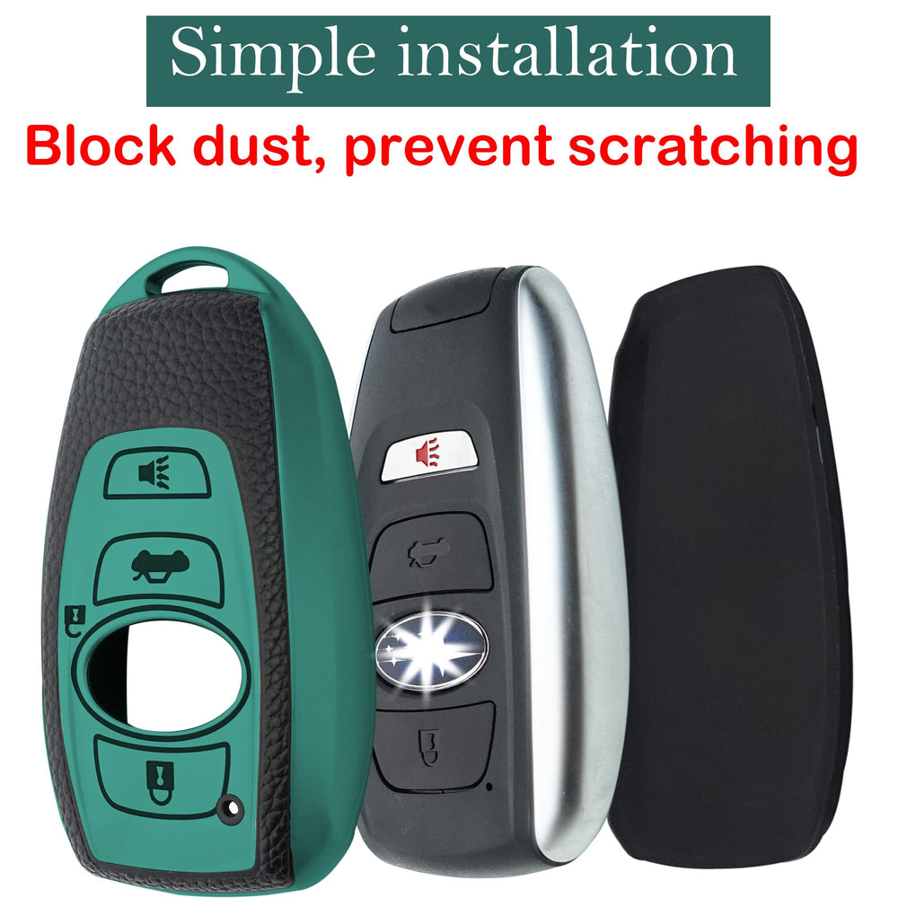 Kirsnda Subaru green key fob cover close-up texture, non-slip grip.