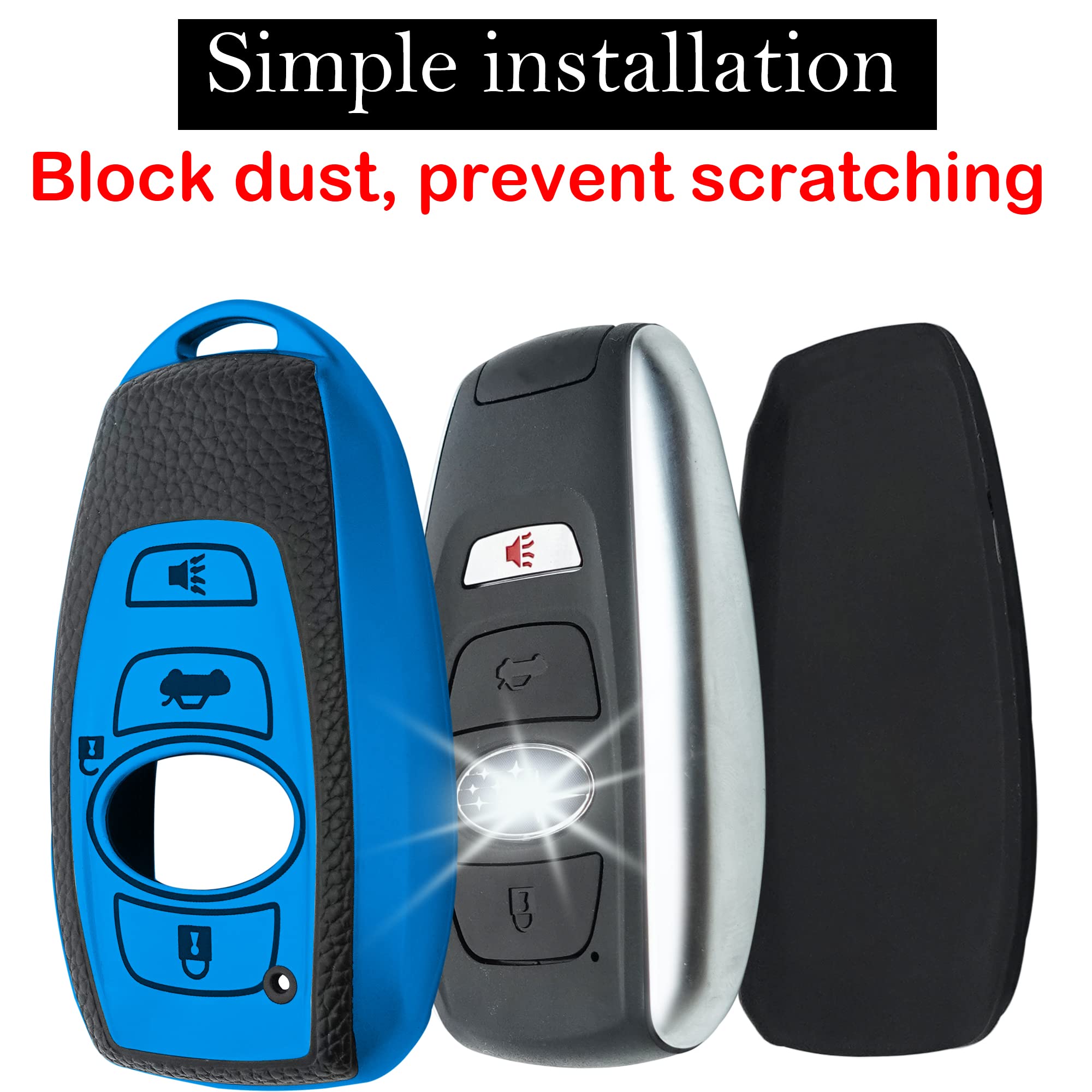 Blue textured key shell reduces slips while shielding the fob from wear.