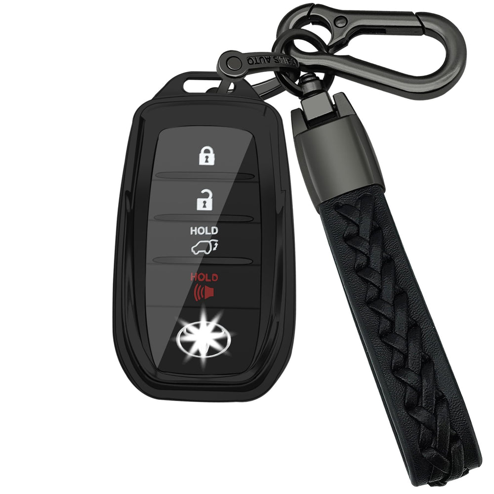 Kirsnda Toyota key fob cover with chain in black for everyday protection