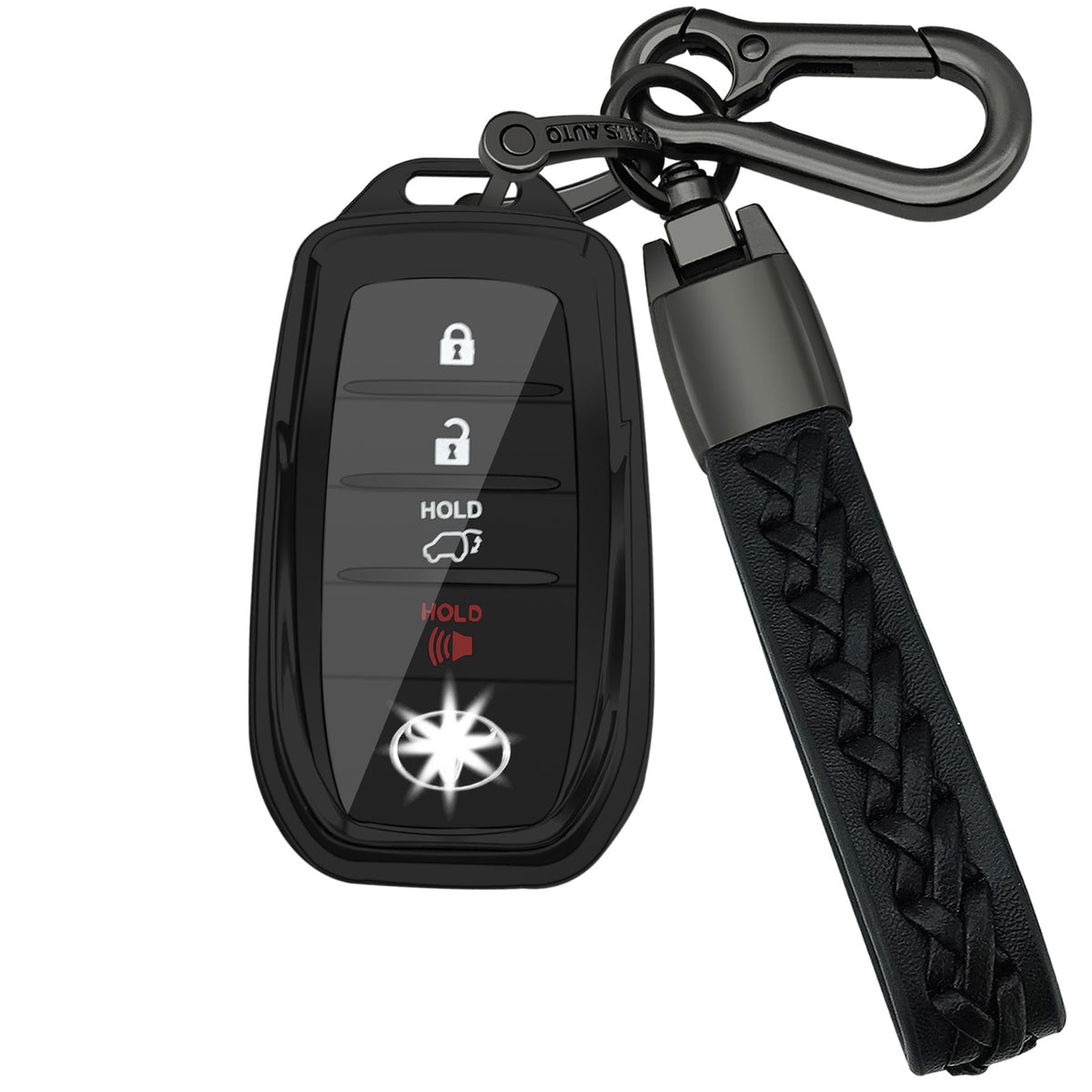 Kirsnda Toyota key fob cover with chain in black for everyday protection