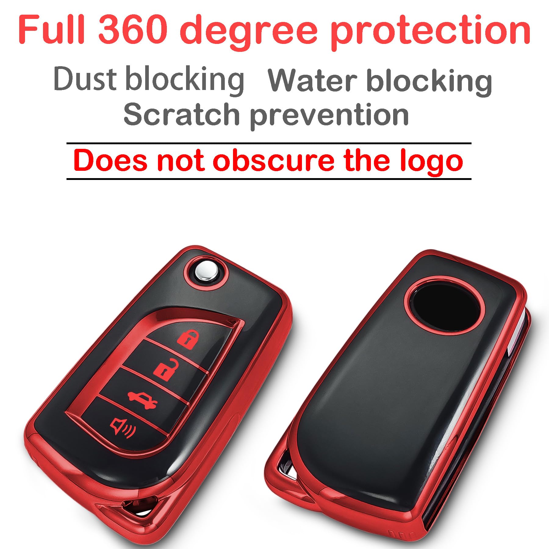 Kirsnda keychain included with red fob cover for easy carrying.