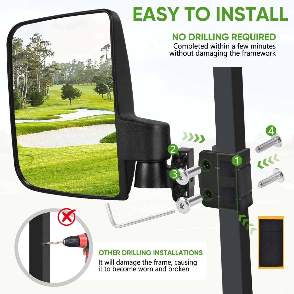 KISEER universal-fit brackets suit 0.75–1.25 inch tubes and folding windshields.