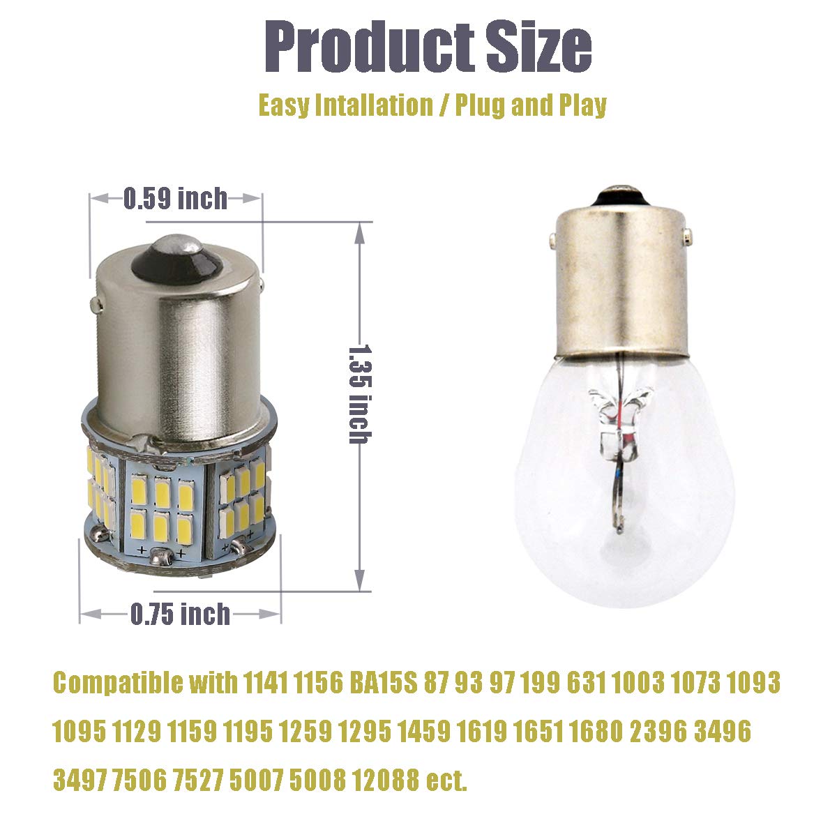 KISLED 54 SMD 3014 high brightness bulbs illuminate interiors clearly.