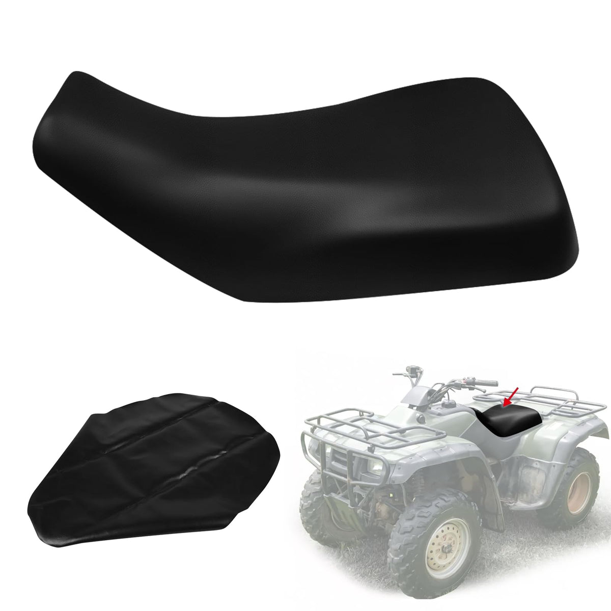 Kistrba leather seat cover on Honda TRX350 Rancher, front view, durable protection.