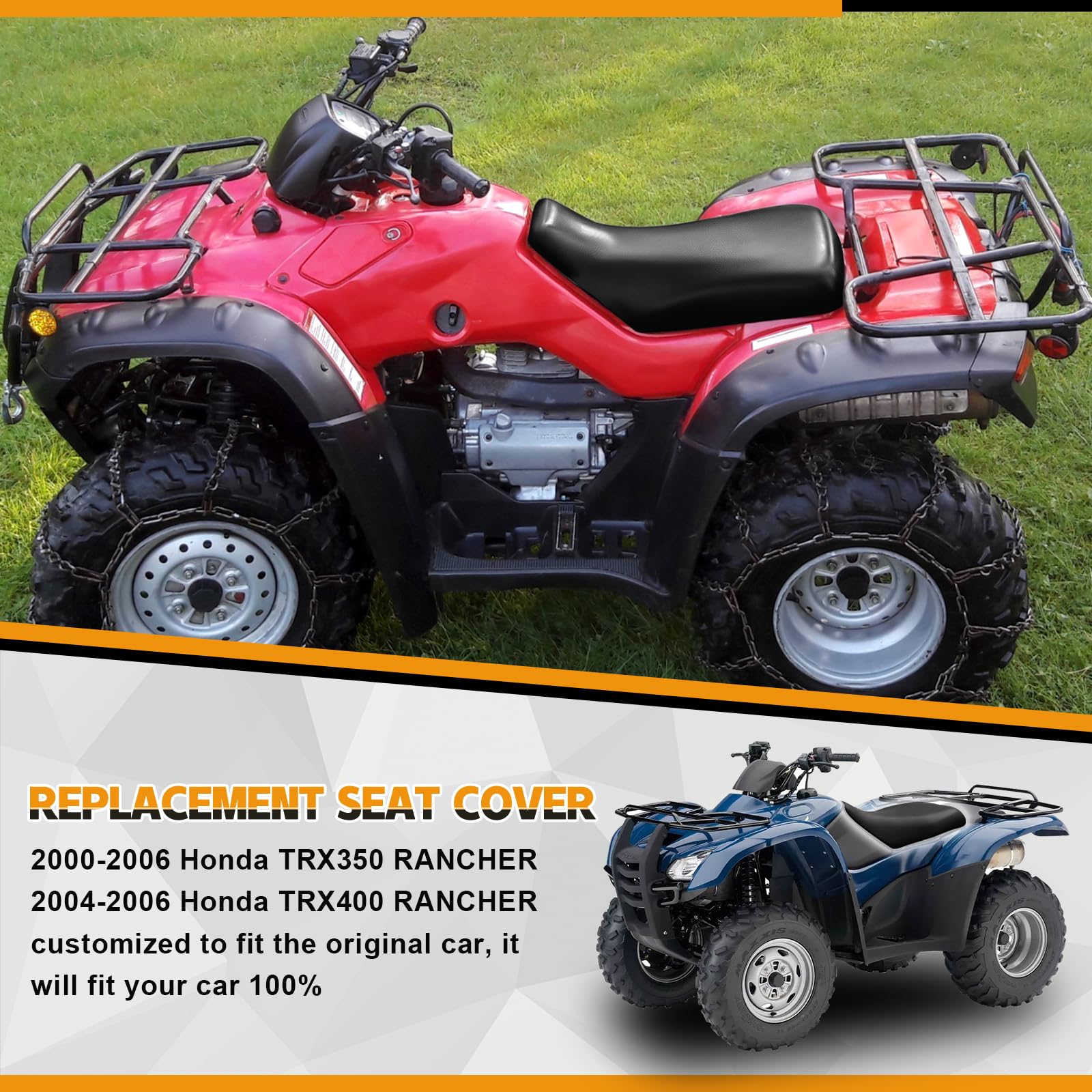 Kistrba seat cover TRX350 side profile highlighting weatherproof leather.