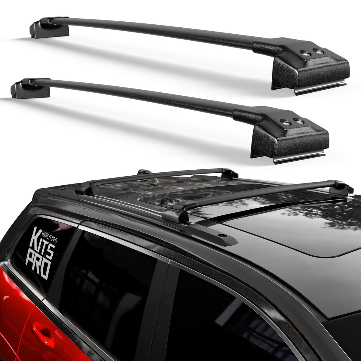KitsPro 260lb cross bars installed on Jeep Grand Cherokee for easy cargo transport.