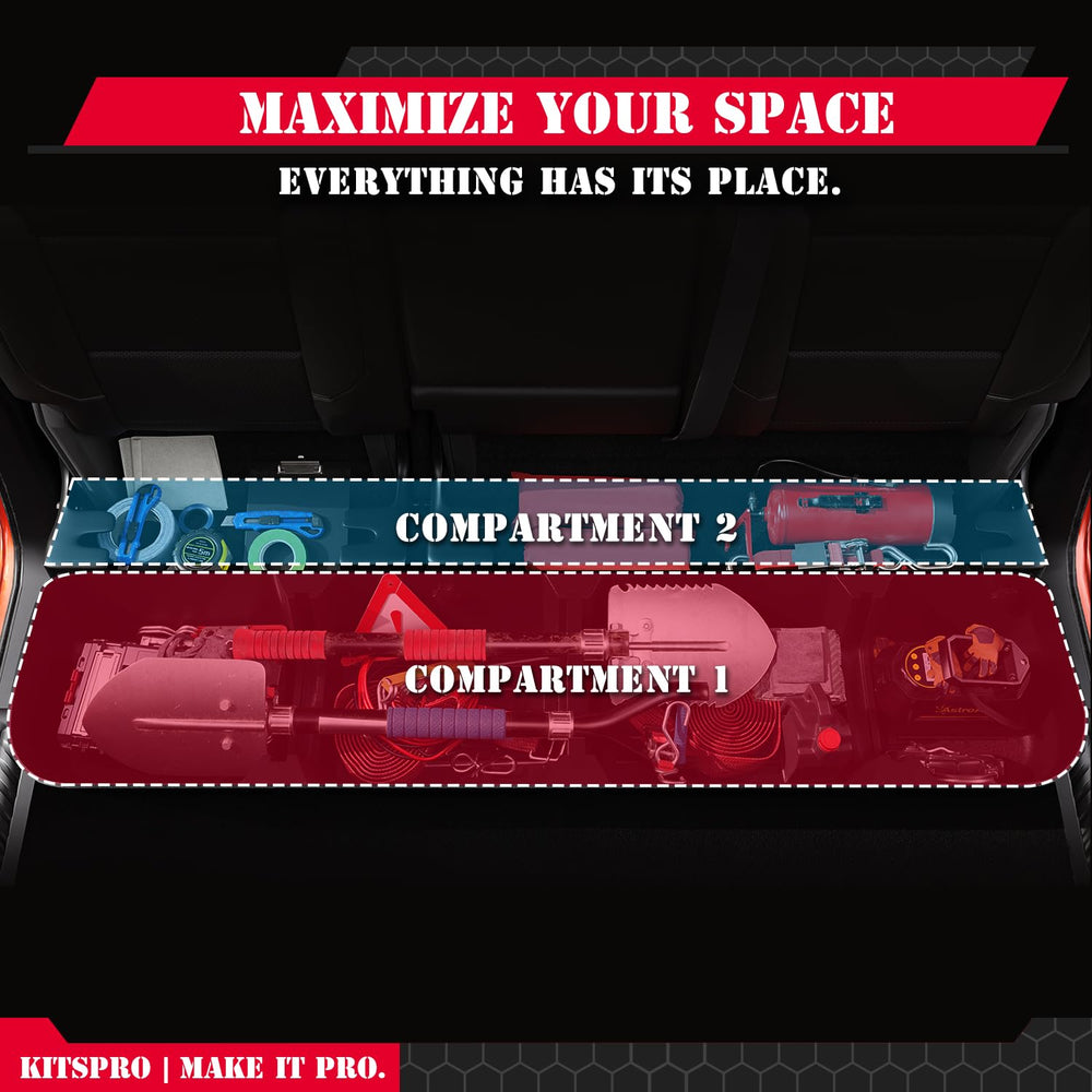 Fast, tool-free installation of KitsPro storage box under the rear seat