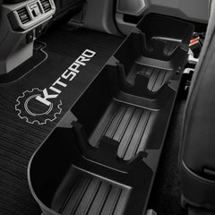 KitsPro rear under-seat storage box installed under the Ford seat for organized tools