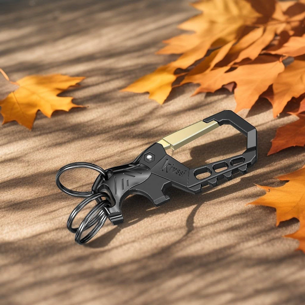 Kivssi black and gold keychain pairs style with everyday practicality.