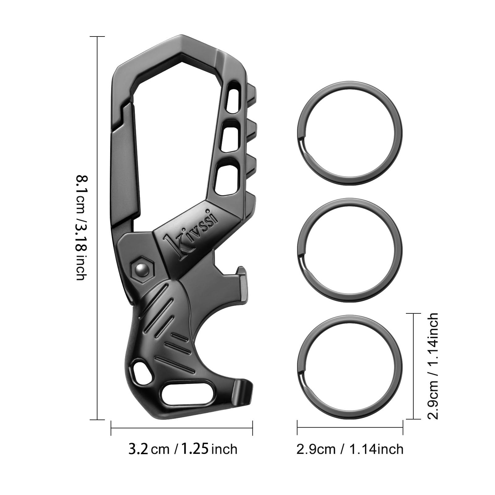 Kivssi carabiner clip keychain keeps keys secure on the go.