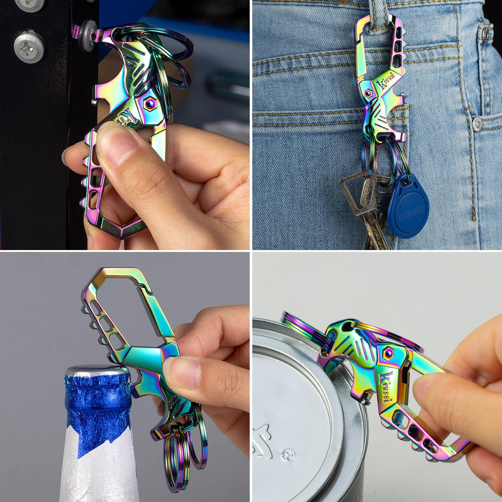 Kivssi metal keychain features a built-in flat-head screwdriver