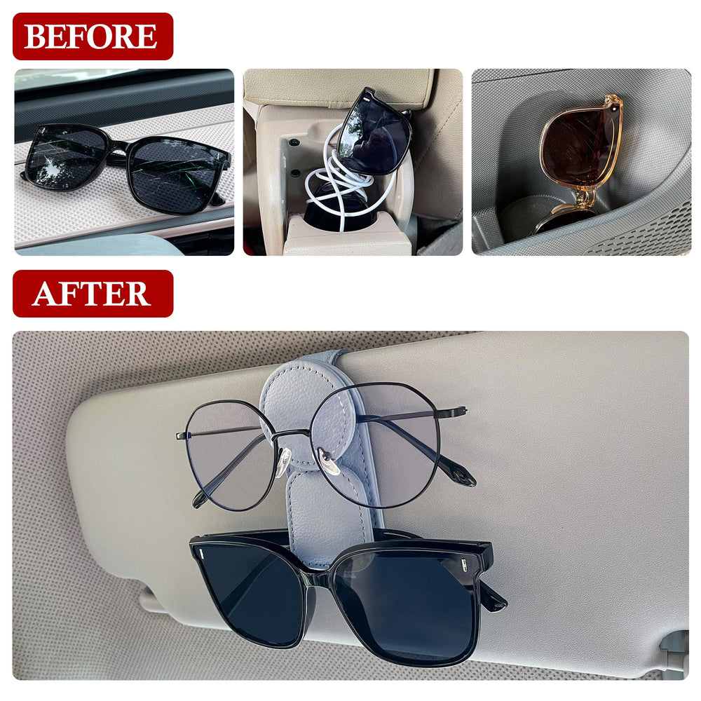 Leather-wrapped clip protects glasses frames with a premium, stylish touch.