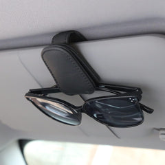 KIWEN sunglasses holder on car visor with magnetic leather clip securely holds eyewear