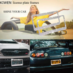 KIWEN frames use waterproof glue to keep rhinestones secure in all weather.