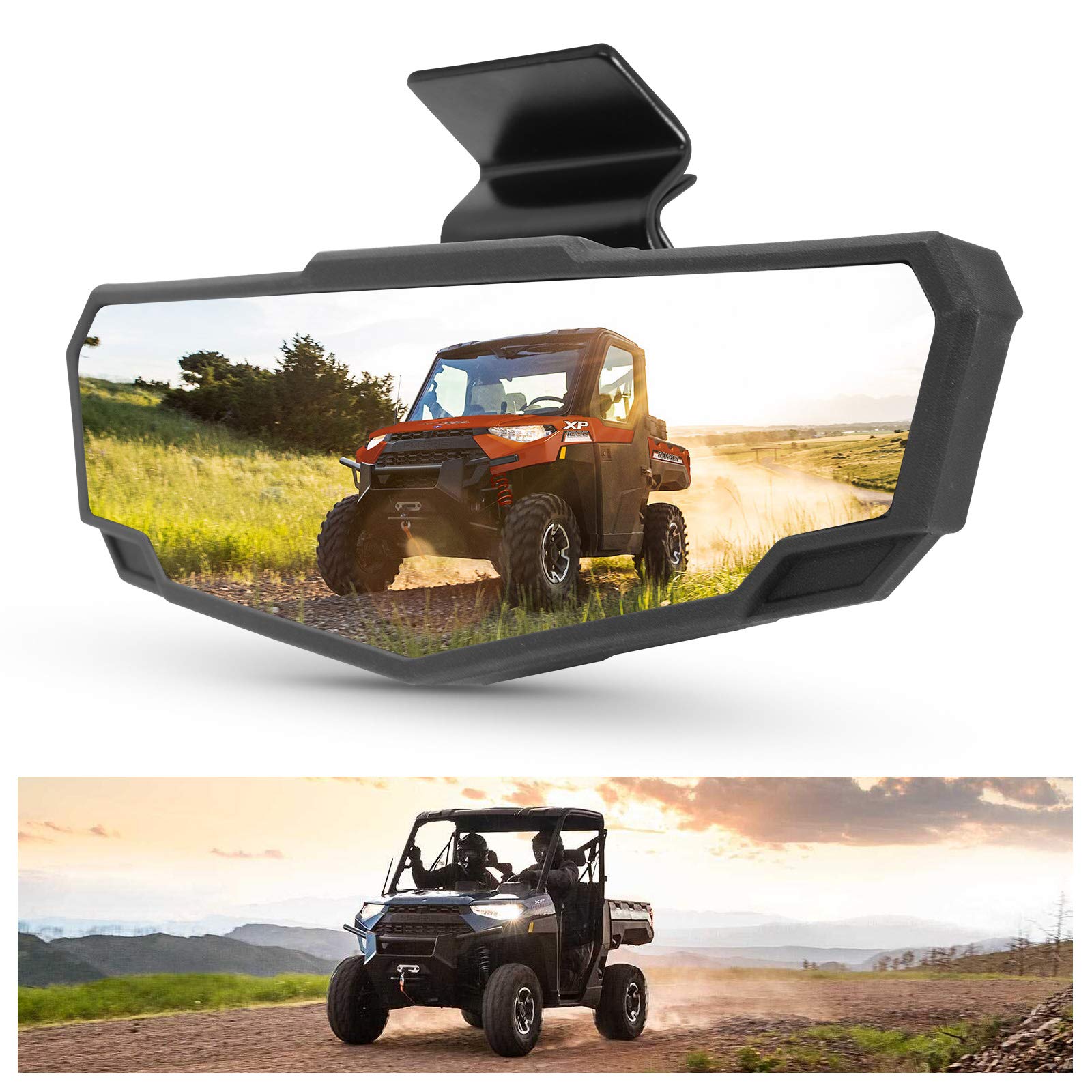 Kiwi Master center rear view mirror for Can-Am Defender with wide field of view.