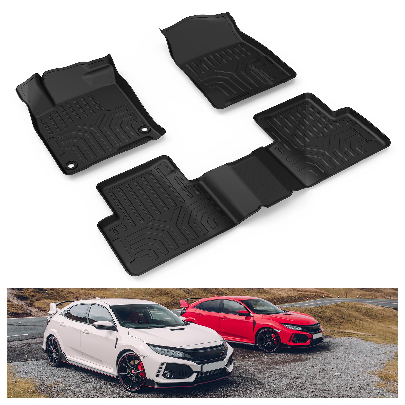 Kiwi Master Civic floor mats front view showing precise fit and all-weather protection