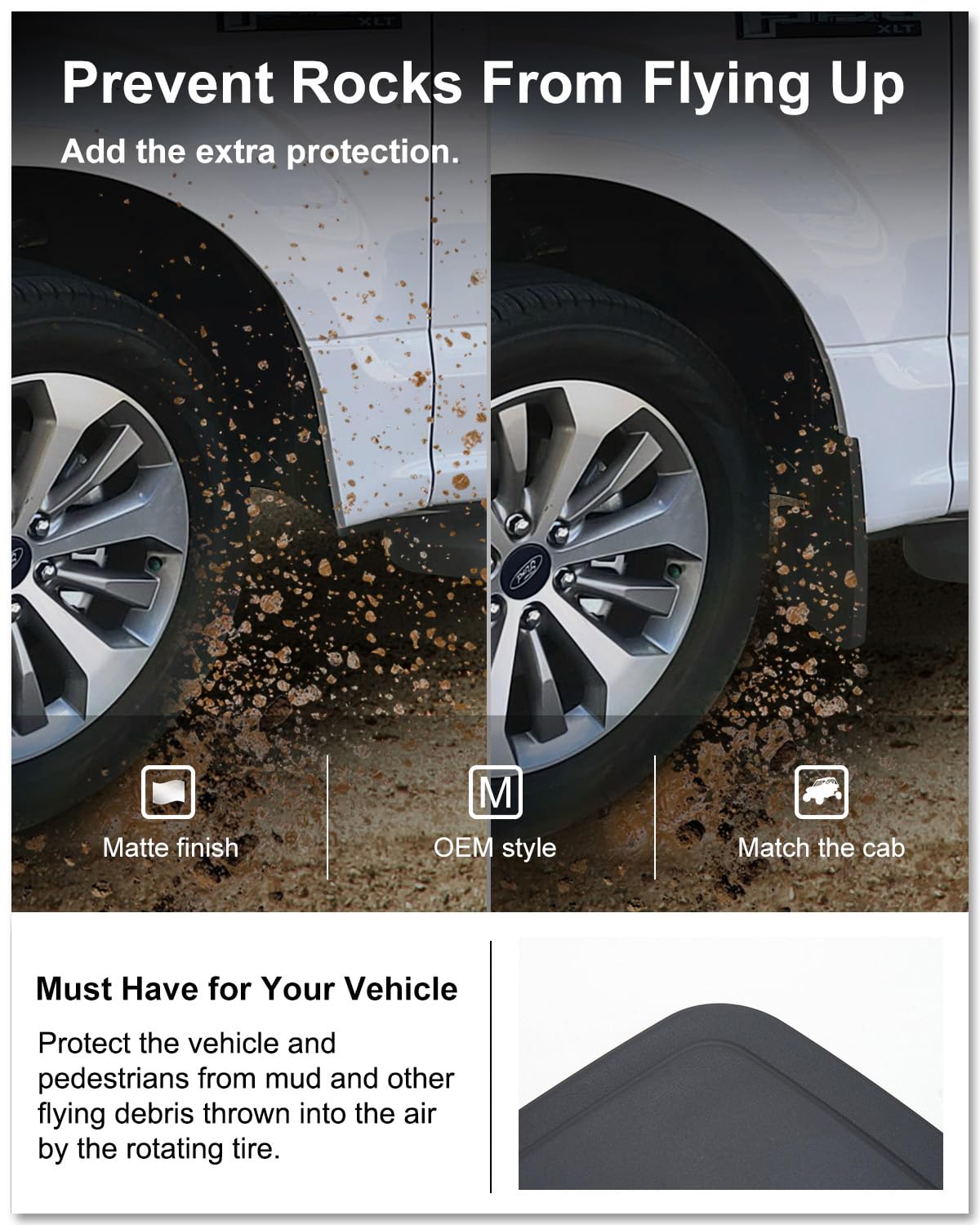 Kiwi Master mud flaps front right on Ford F-150 protect from spray