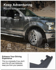 Kiwi Master mud flaps rear right on Ford F-150 shield tires from mud spray