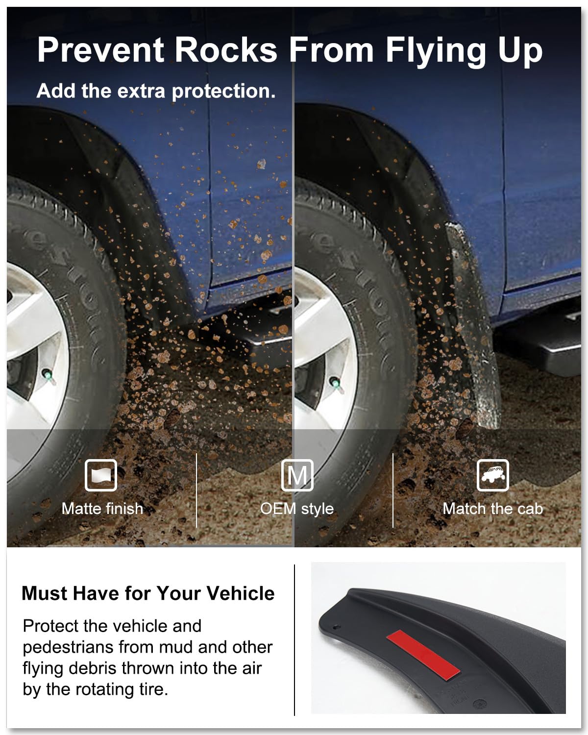Kiwi Master mud flaps front left shield spray on wet roads.
