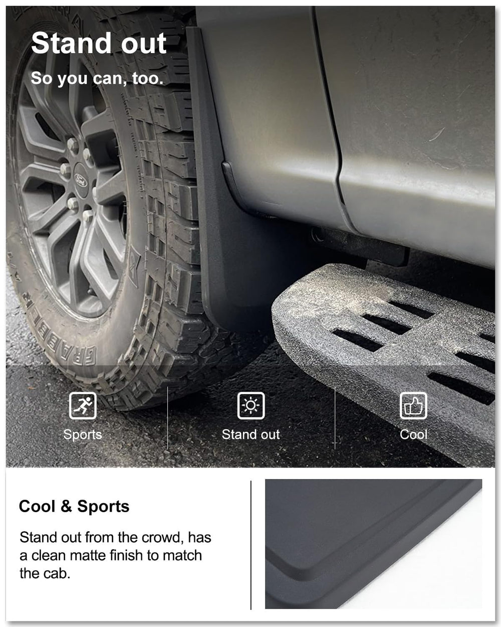 Kiwi Master mud flaps kit includes hardware for easy installation