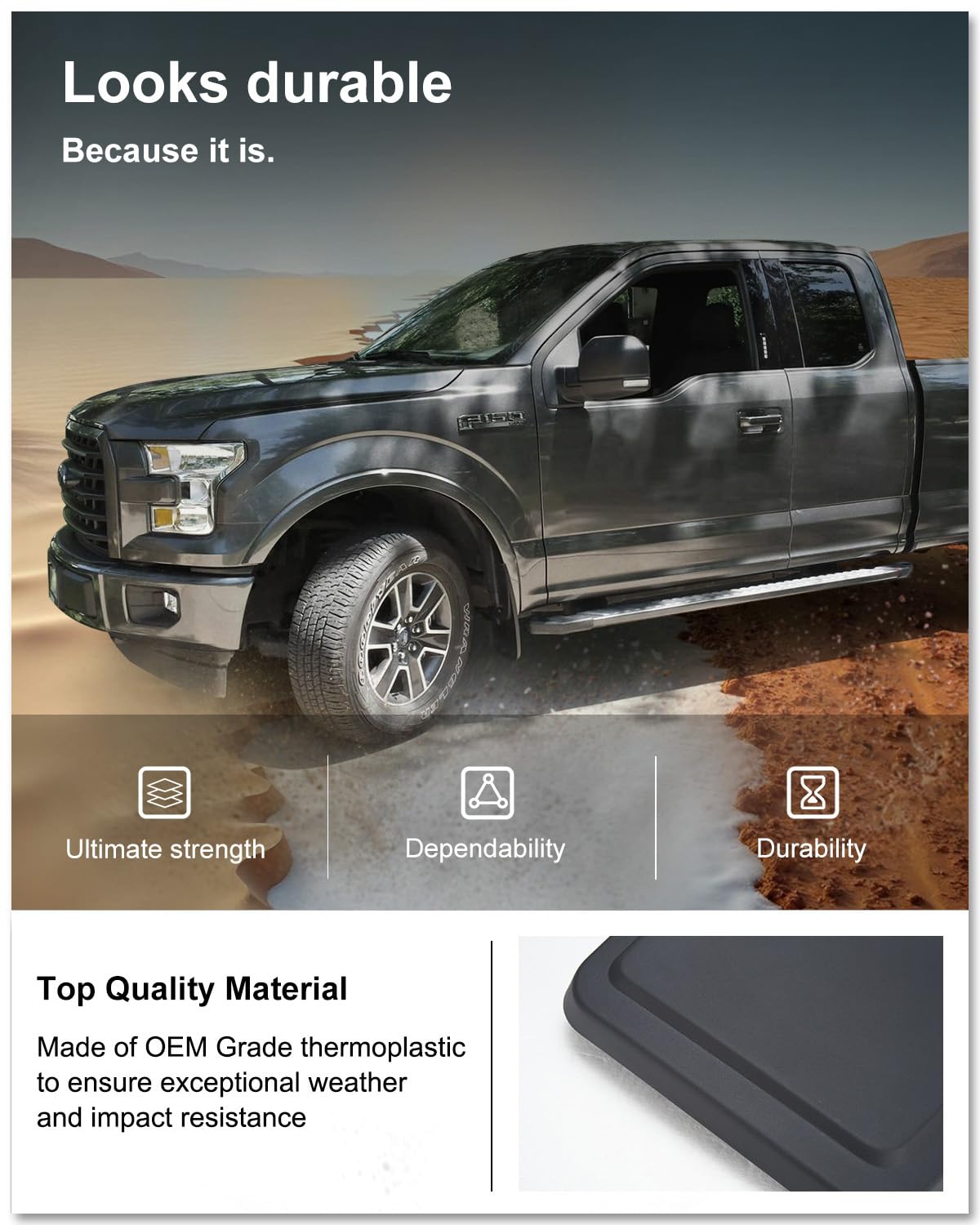 Kiwi Master mud flaps matte finish close-up blends with factory styling