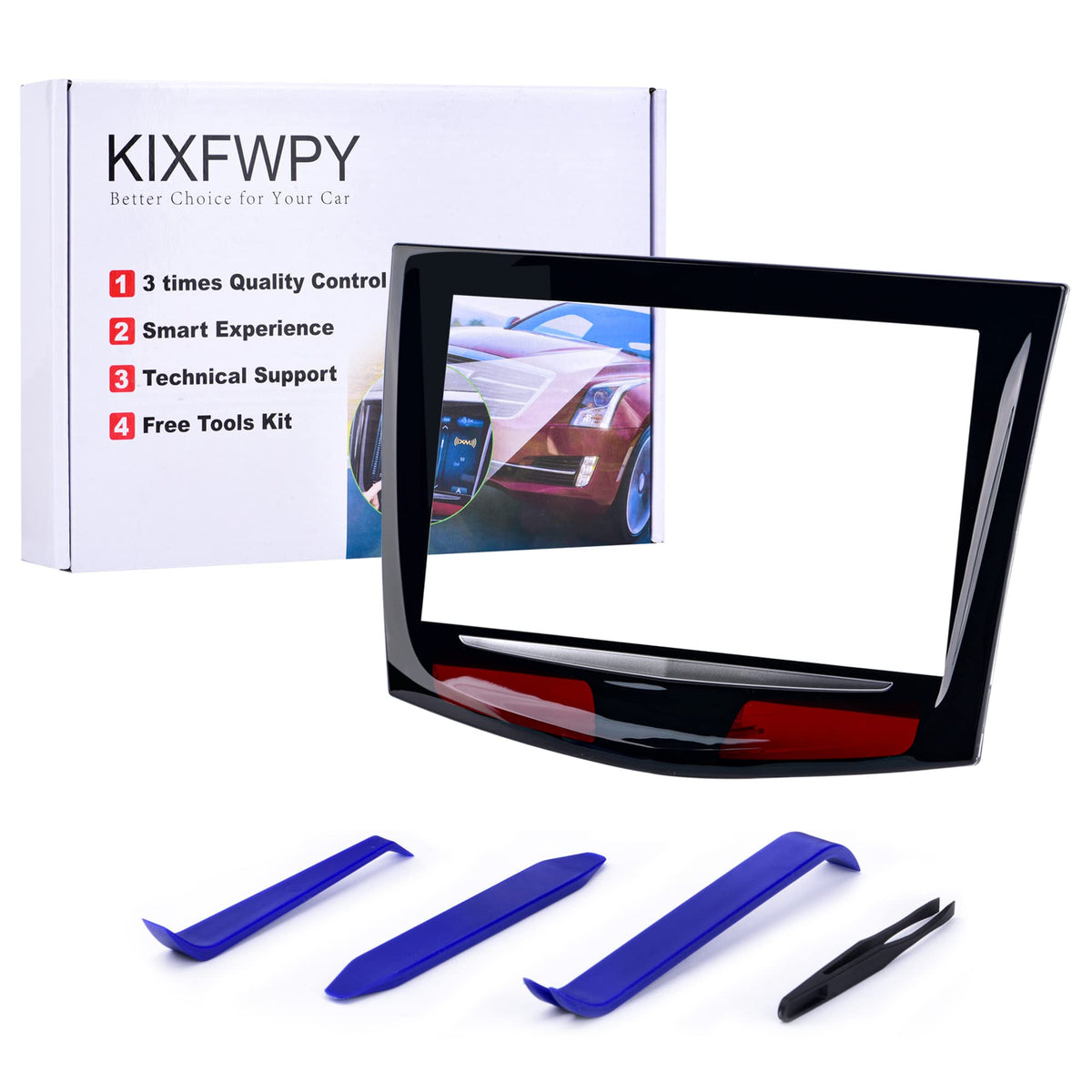 Kixfwpy gel-free CUE screen display installed in Cadillac enhances touch clarity