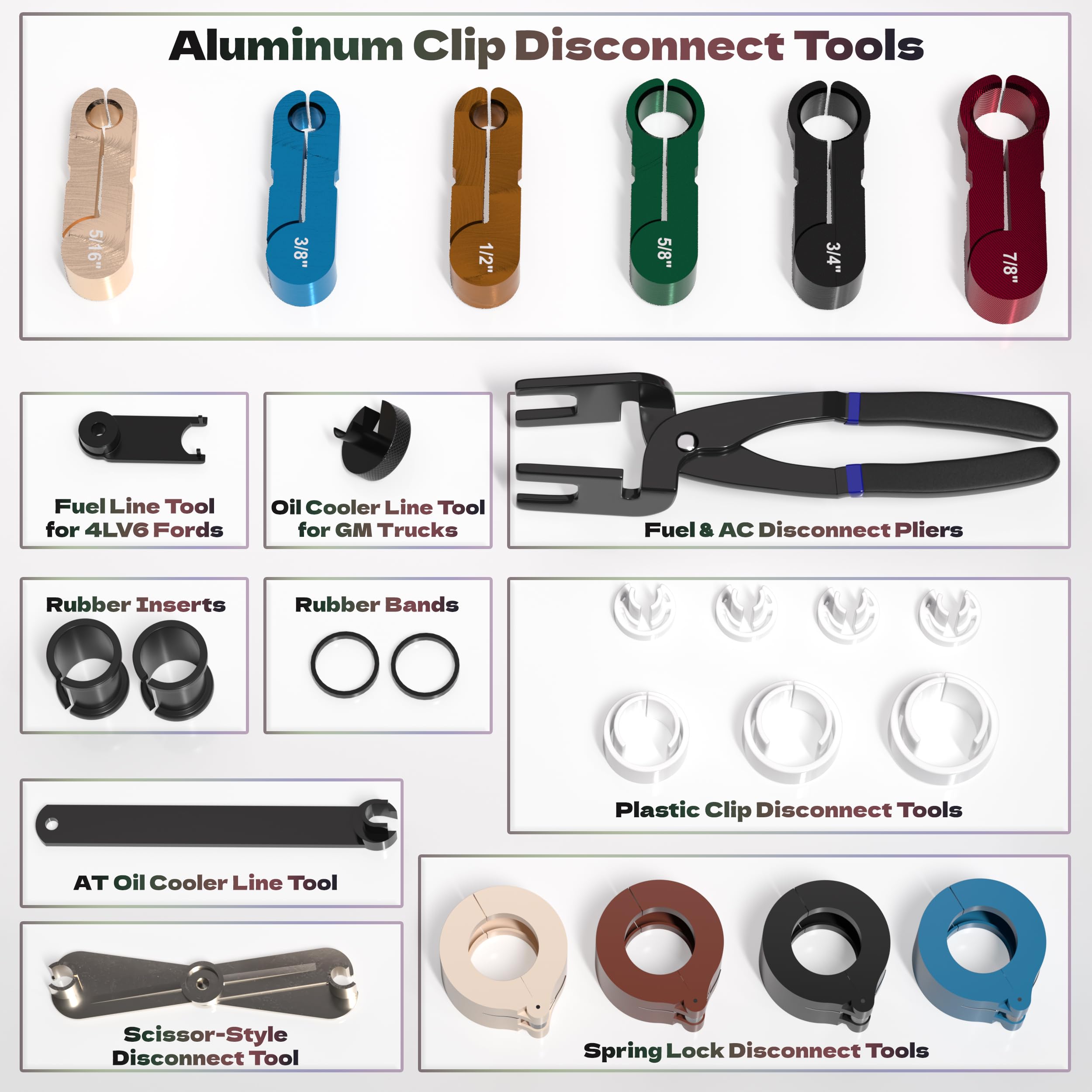 Extended-handle fuel line disconnect pliers enabling access to tight engine bays.