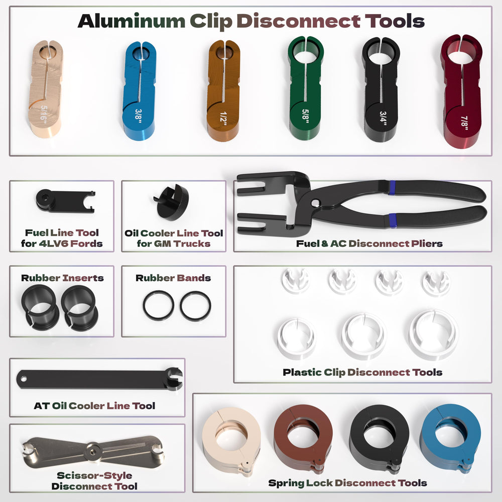 Extended-handle fuel line disconnect pliers enabling access to tight engine bays.
