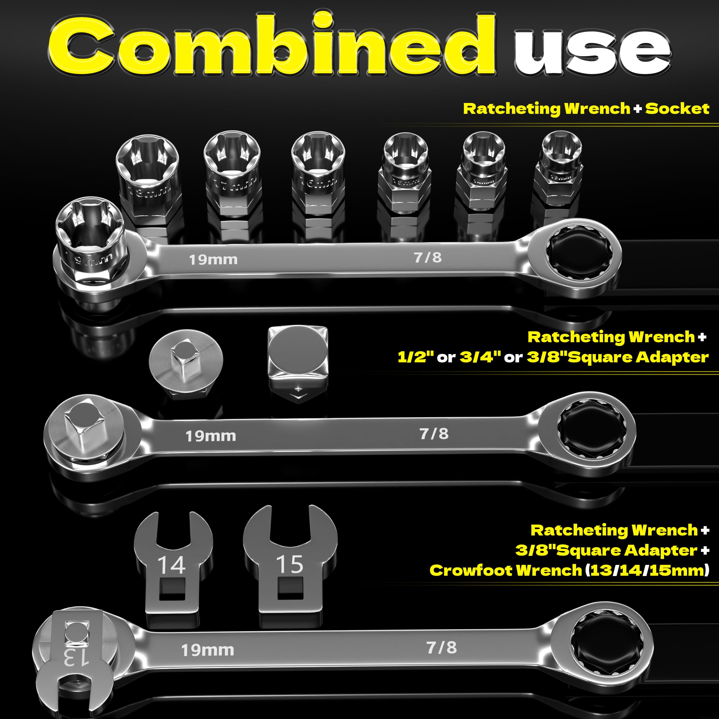 KJE crowfoot wrenches 13-15mm improve access to belt tensioner bolts.