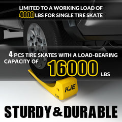 KJE tire-skates-under-tire-setup shown for safe repositioning under a tire.