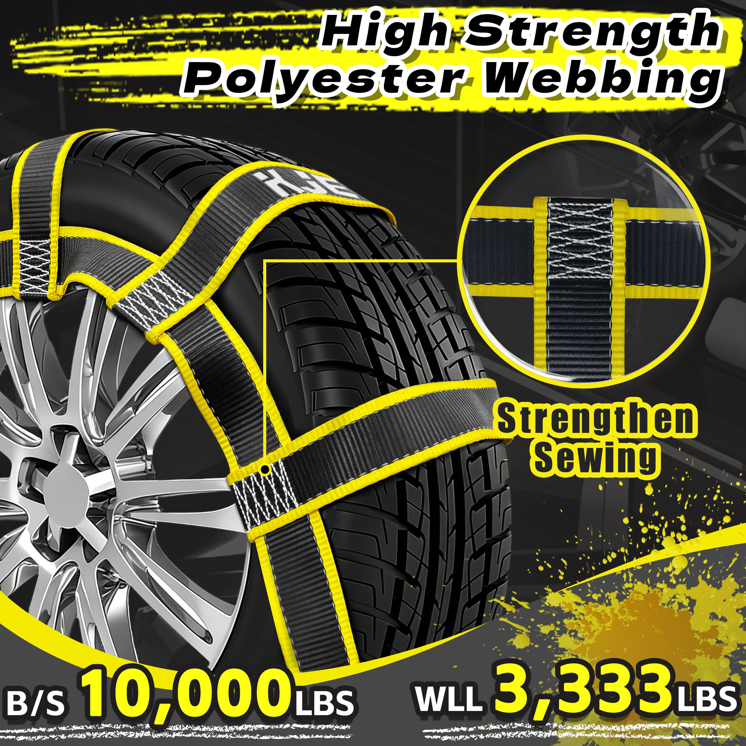 KJE Tow Dolly Straps fit 14-19 inch tires for universal compatibility.