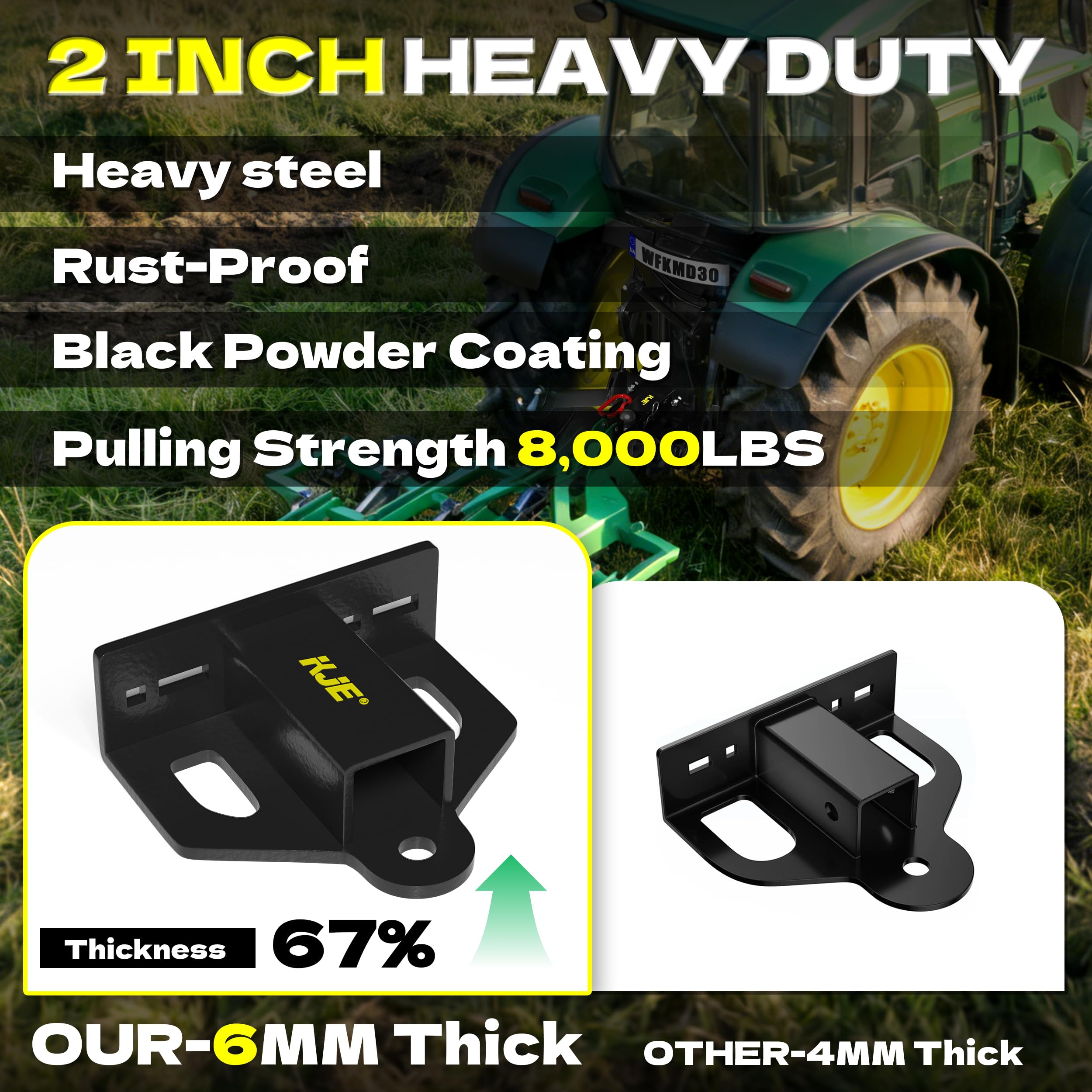 KJE hitch with magnetic pins enables quick securement for trailers and implements