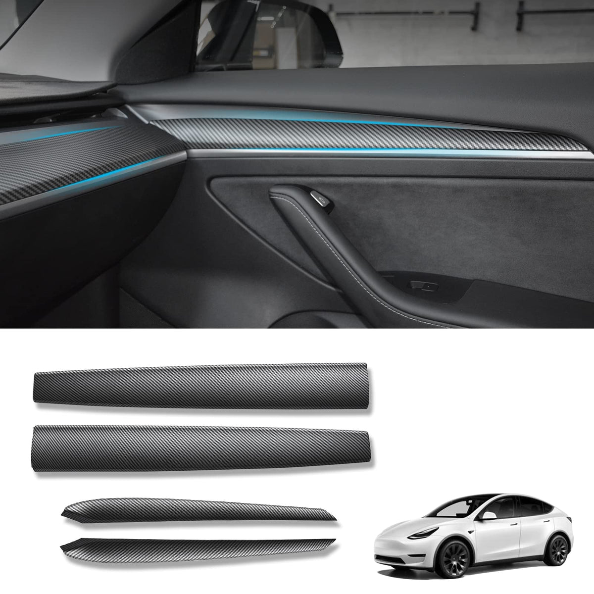 KKTR-CAR dashboard cover wrap with matte carbon texture for refined cabin look.