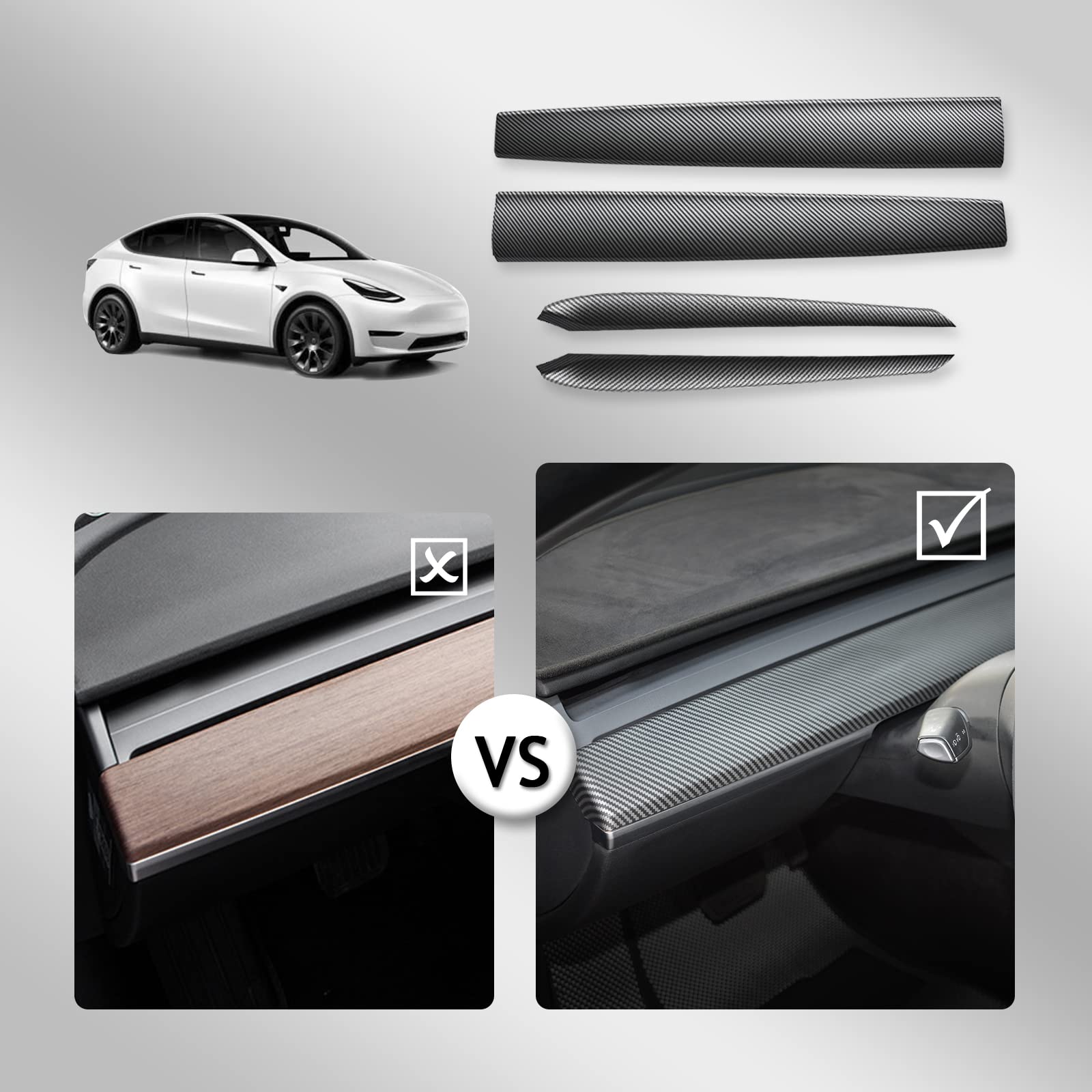 KKTR-CAR front door inner armrest panel in carbon finish enhances interior style.