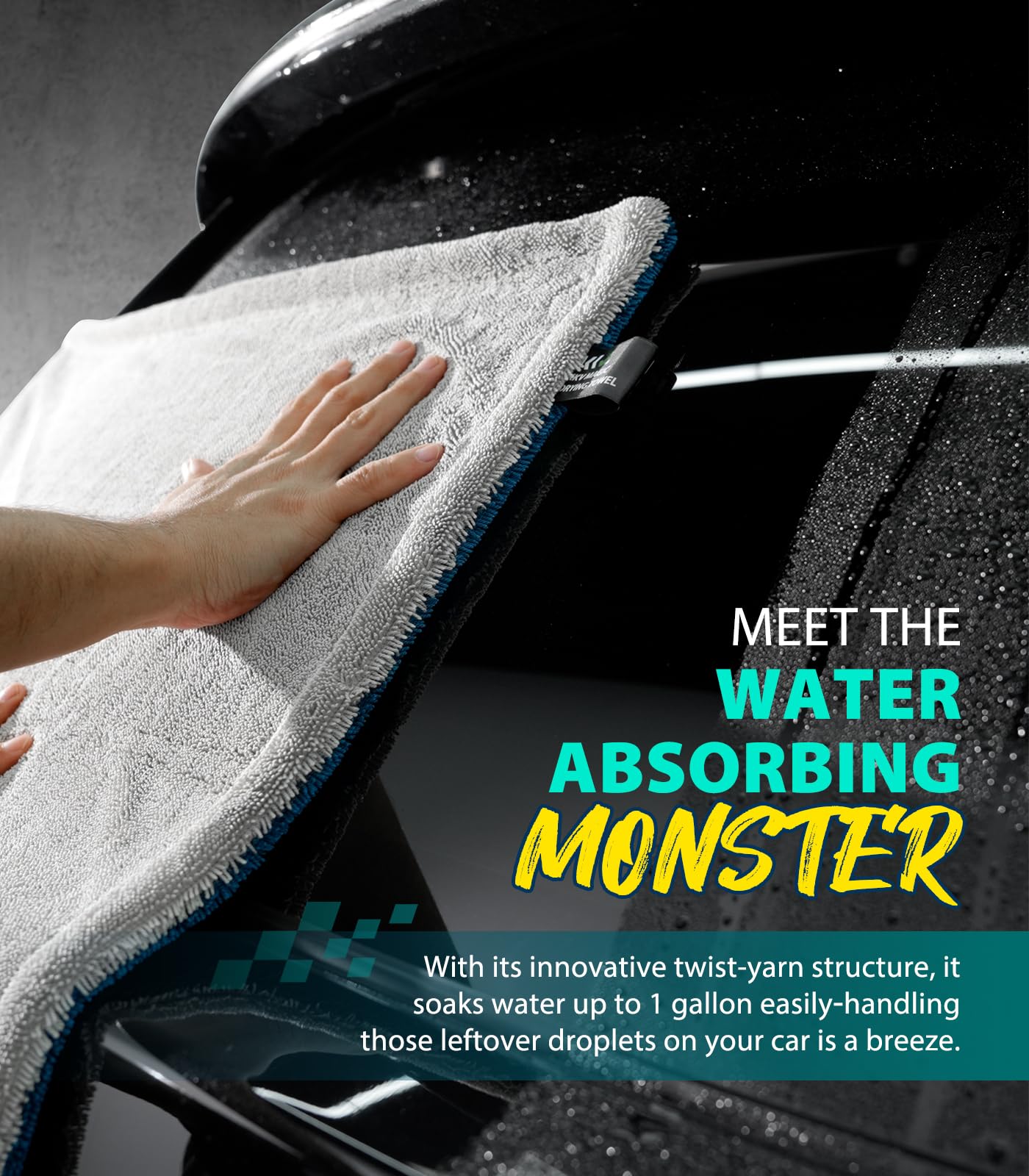 KKV oversized towel offers efficient multi-vehicle drying with reduced wringing.